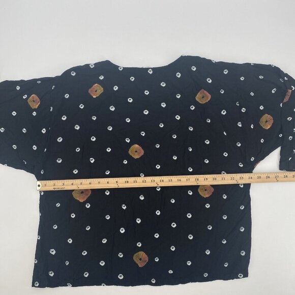 No Saint Womens OS Black Geometric Lagenlook Made In India Top Dolman Sleeves - Picture 9 of 11